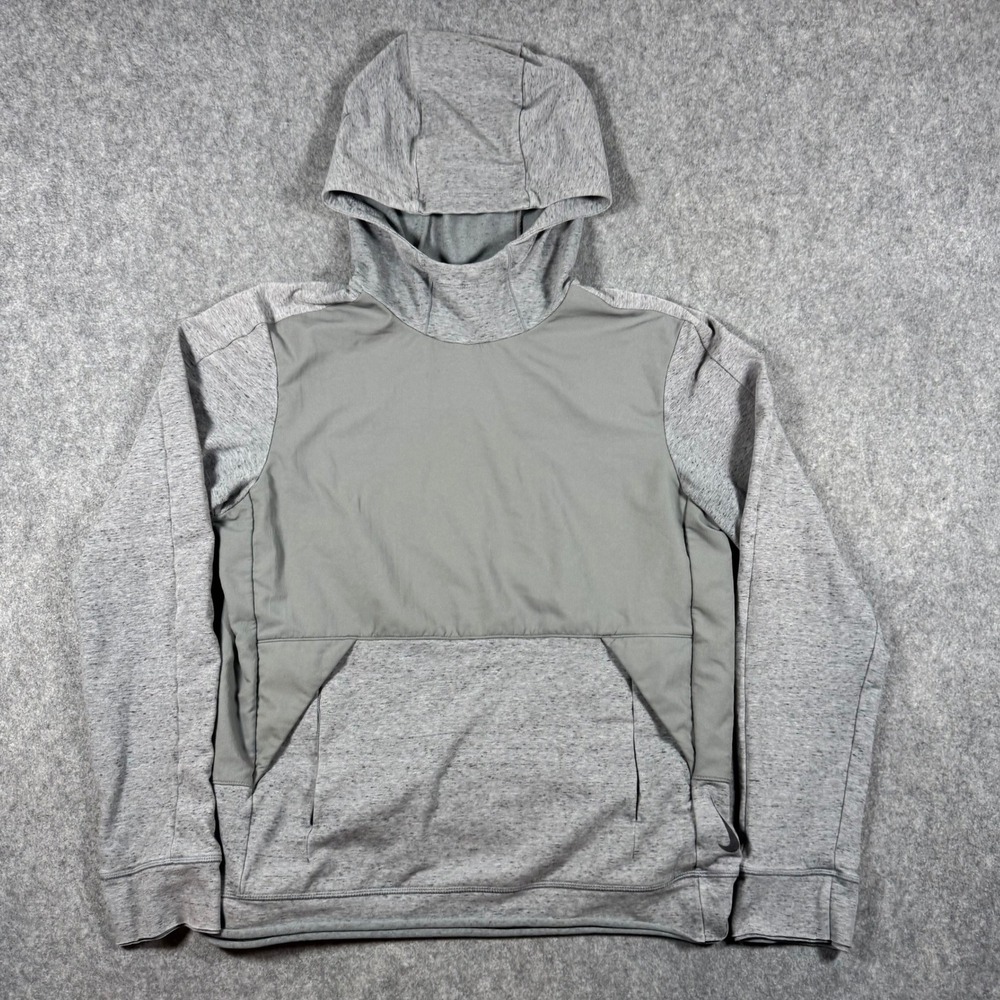 Nike Hoodie Mens Small Grey Yoga Dri-Fit Training Pullover Scuba Hood Training